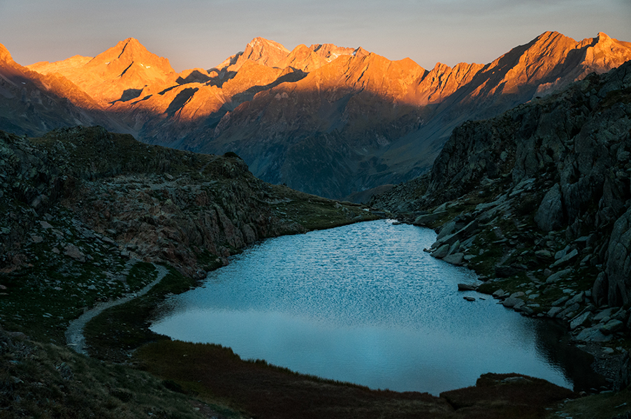 Blick auf das Massiv des Balaïtous, Pyrenäen, Frankreich 2013.